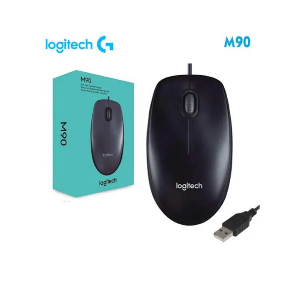 Logitech M90 - Full Size Corded Wired Mouse Black