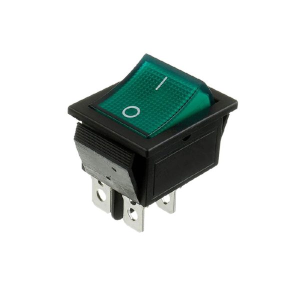 KCD4-201N-G -DPST ON-OFF 16A Rocker Switch With Green Light Indication