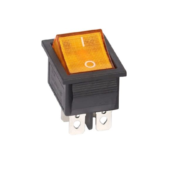 KCD4-201N-Y -DPST ON-OFF 16A Rocker Switch With Yellow Light Indication