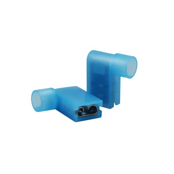 FLDNY2-250 - 250V 15A Nylon Female Insulated Flag Terminal Right Angle Connector - Blue