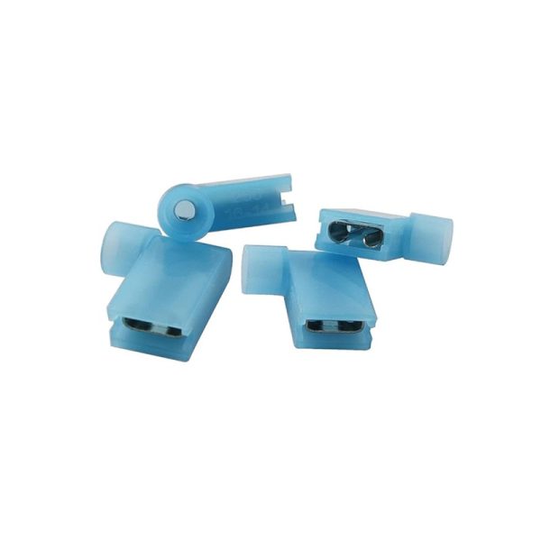 FLDNY2-250 - 250V 15A Nylon Female Insulated Flag Terminal Right Angle Connector - Blue