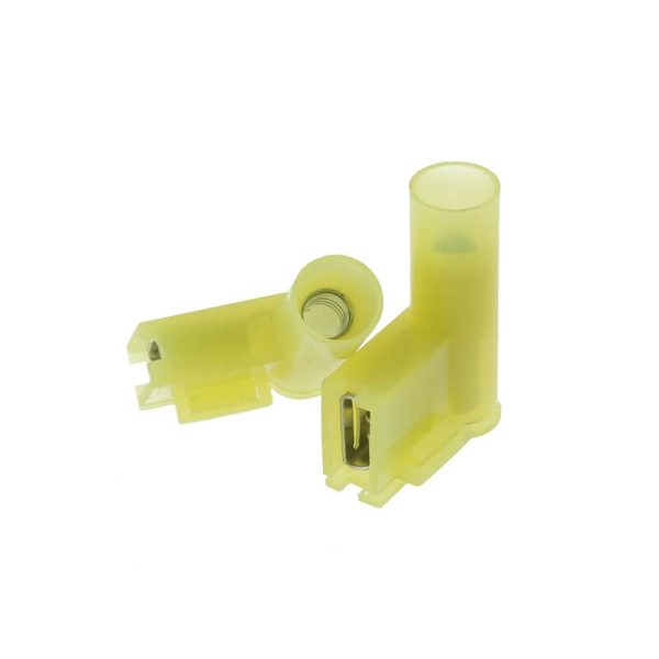 FLDNY5.5-250 - 250V 24A Nylon Female Insulated Flag Terminal Right Angle Connector - Yellow