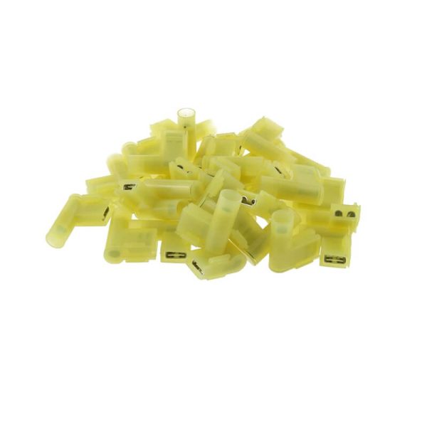 FLDNY5.5-250 - 250V 24A Nylon Female Insulated Flag Terminal Right Angle Connector - Yellow